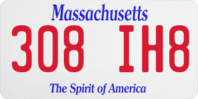MA license plate 308IH8