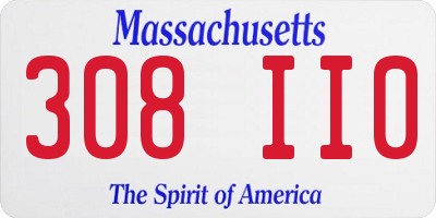 MA license plate 308II0