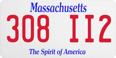 MA license plate 308II2