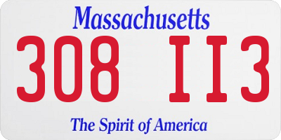 MA license plate 308II3