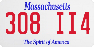 MA license plate 308II4