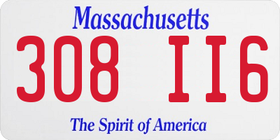 MA license plate 308II6