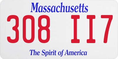 MA license plate 308II7