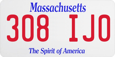MA license plate 308IJ0