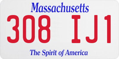 MA license plate 308IJ1