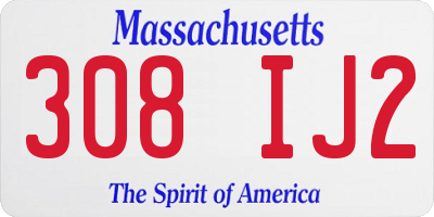 MA license plate 308IJ2