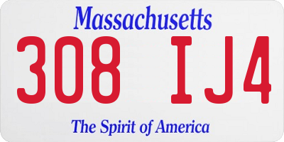 MA license plate 308IJ4