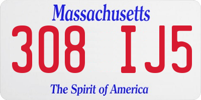 MA license plate 308IJ5