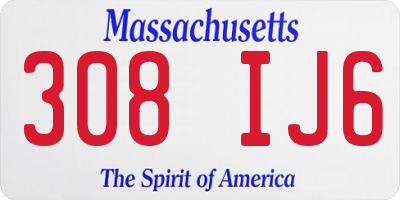 MA license plate 308IJ6