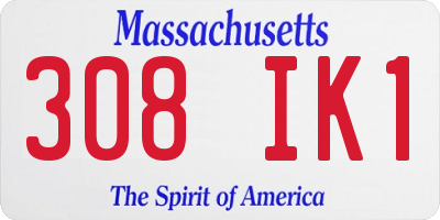 MA license plate 308IK1