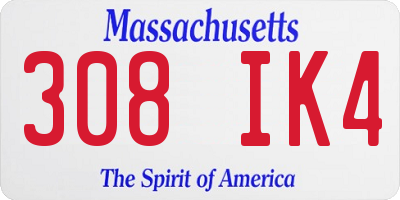 MA license plate 308IK4