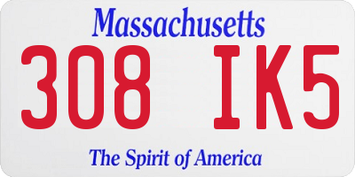 MA license plate 308IK5