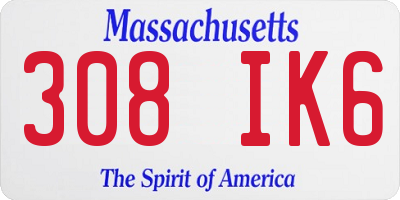 MA license plate 308IK6