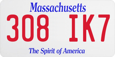 MA license plate 308IK7