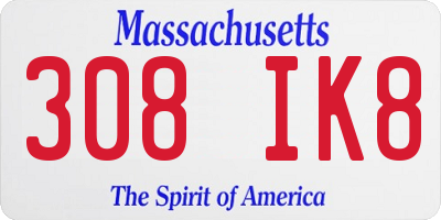 MA license plate 308IK8