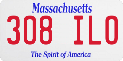 MA license plate 308IL0