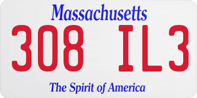 MA license plate 308IL3