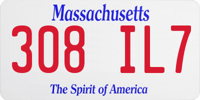 MA license plate 308IL7