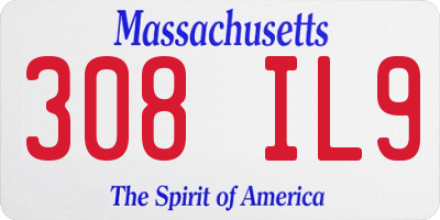 MA license plate 308IL9