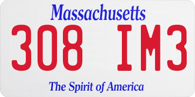 MA license plate 308IM3