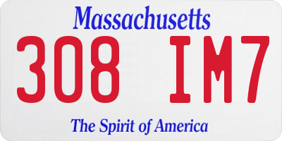 MA license plate 308IM7