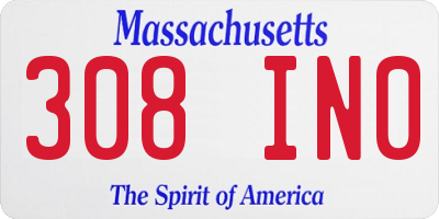 MA license plate 308IN0