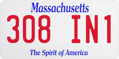 MA license plate 308IN1