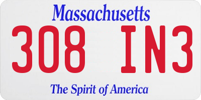 MA license plate 308IN3