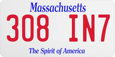 MA license plate 308IN7