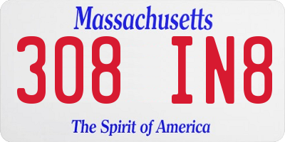 MA license plate 308IN8