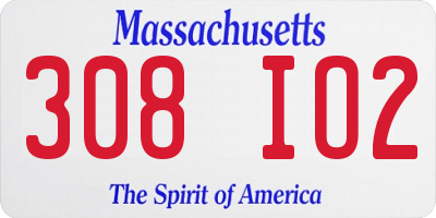 MA license plate 308IO2