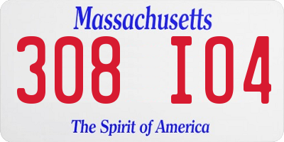 MA license plate 308IO4