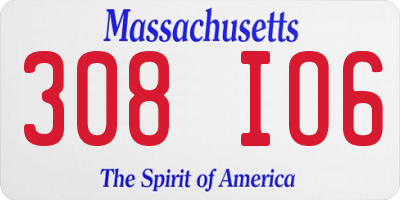 MA license plate 308IO6