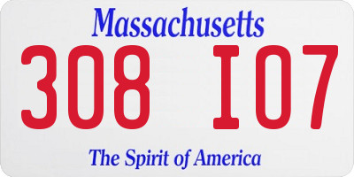 MA license plate 308IO7