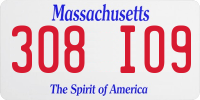 MA license plate 308IO9