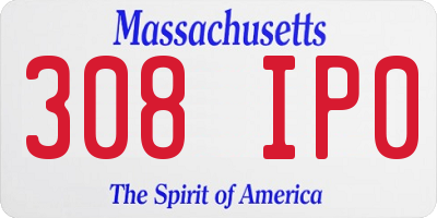 MA license plate 308IP0