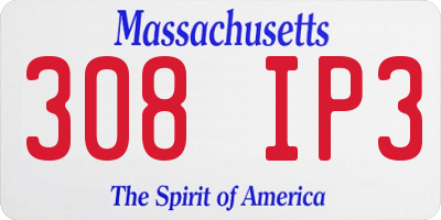 MA license plate 308IP3