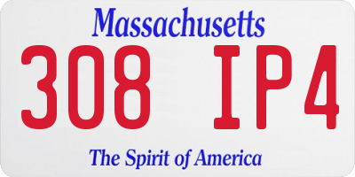 MA license plate 308IP4