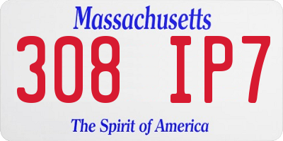 MA license plate 308IP7