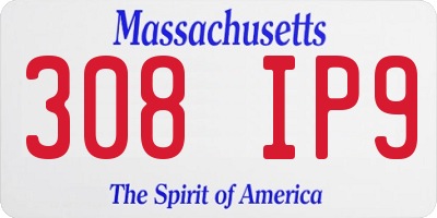 MA license plate 308IP9