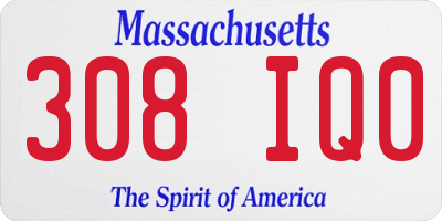 MA license plate 308IQ0