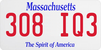 MA license plate 308IQ3