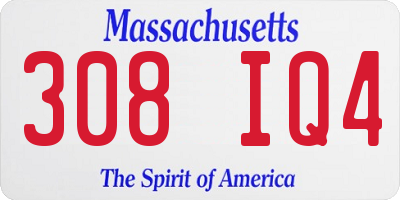 MA license plate 308IQ4