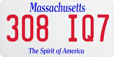 MA license plate 308IQ7