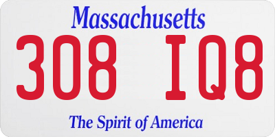 MA license plate 308IQ8