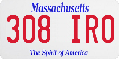 MA license plate 308IR0