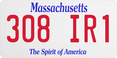 MA license plate 308IR1