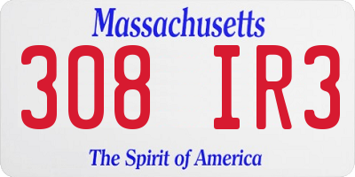 MA license plate 308IR3