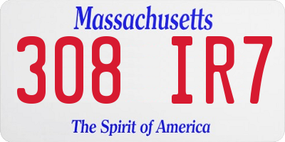MA license plate 308IR7