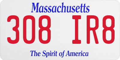 MA license plate 308IR8